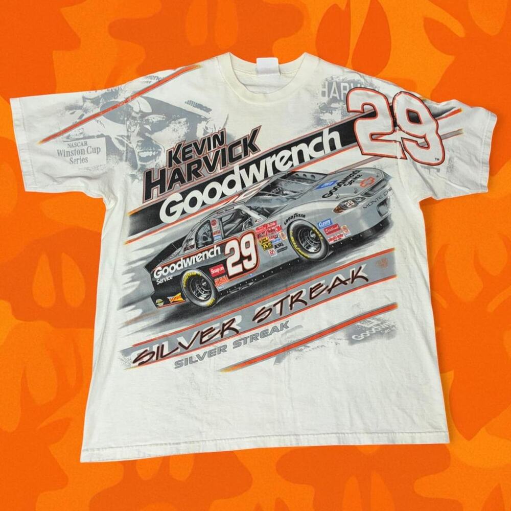VINTAGE KEVIN HARVICK all over print tee size xl